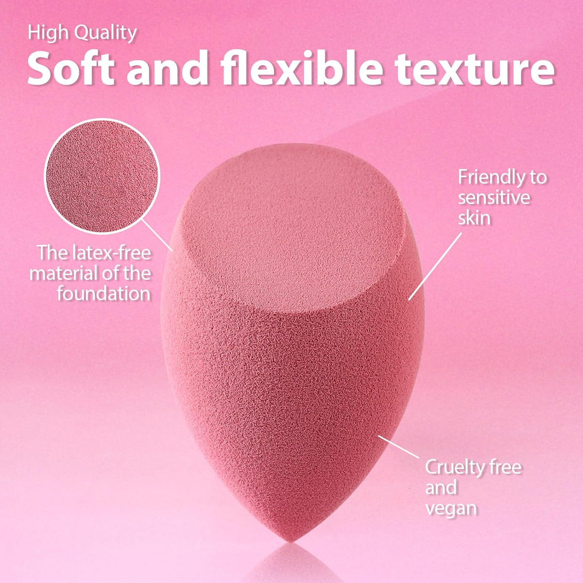 Makeup Sponge Set Foonbe Blender Sponges 7 Pcs for Liquid, Cream, and Powder, Latex Free, Multi colored Beauty Sponges with 1 Mini Sponge, Vegan & Cruelty-Free